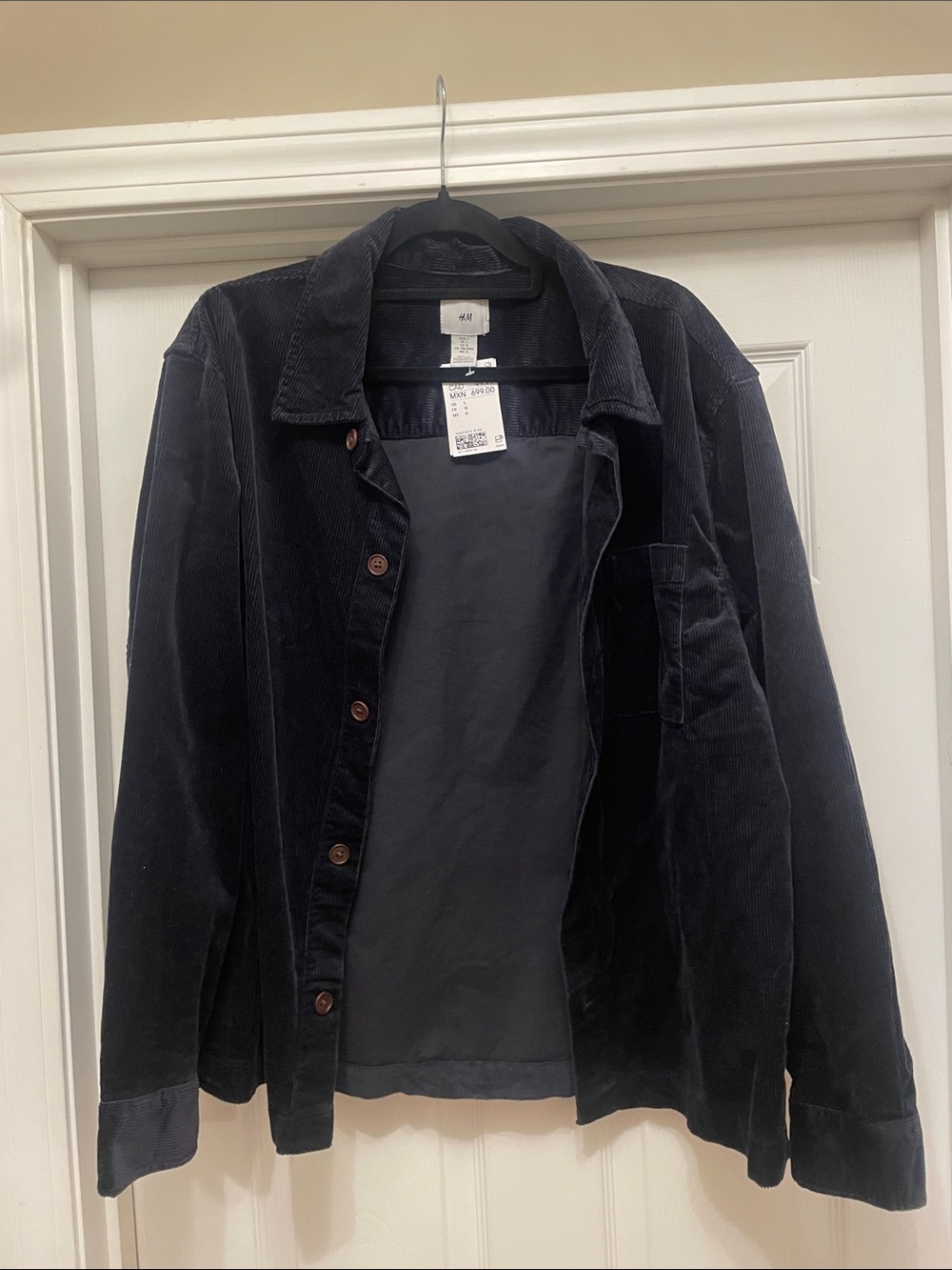 H&M Men's Black Corduroy Shirt Jacket new with tags nwt size L